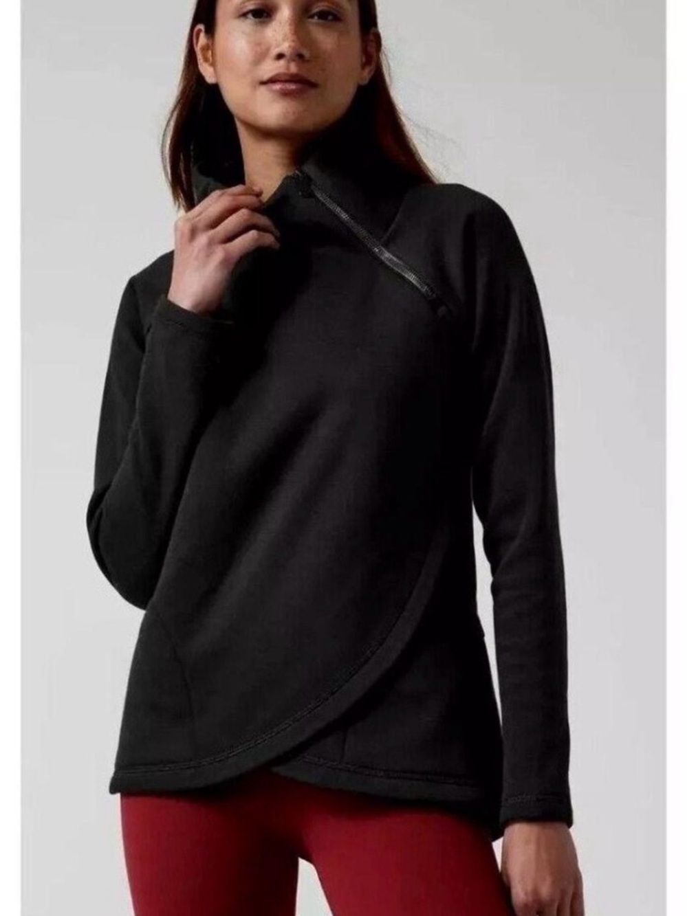 Athleta cozy karma Asym pullover quarter zip